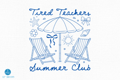 Tired Teachers Summer Club Retro PNG Product Image 1