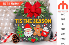 tis the season svg, christmas hanger svg, xmas door sign svg, laser cut file, layered xmas sign svg, welcome sign svg, santa claus svg, winter sign svg, xmas cocoa svg, christmas tree svg, round hanging sign, glowforge cut file, cricut cut file