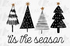 Tis the Season black Boho Christmas tree PNG sublimation SVG Product Image 1