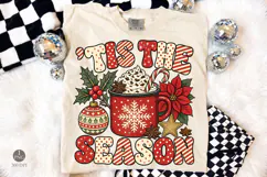 Tis The Season Christmas PNG, Retro Hot Cocoa Doodle Shirt Product Image 2