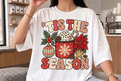 Tis The Season Christmas PNG, Retro Hot Cocoa Doodle Shirt Product Image 3