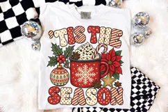 Tis The Season Christmas PNG, Retro Hot Cocoa Doodle Shirt Product Image 4