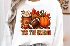 'Tis The Season Coffee Football Fall PNG Sublimation Design Product Image 2