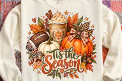 Tis the Season Fall Pumpkin Football Png Product Image 1