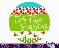Christmas Round Sign Svg Door Hanger, Tis The Season Product Image 2