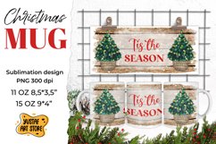 Rustic Christmas mug sublimation. Tis the season PNG design Product Image 1