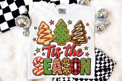 Tis the Season PNG, Retro Christmas Cookie Lettering Product Image 1