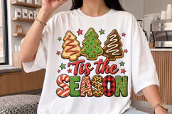 Tis the Season PNG, Retro Christmas Cookie Lettering Product Image 3