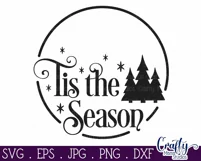 Tis The Season Christmas Round Sign Svg Product Image 2