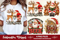 Tis the Season Santa Kissing Reindeer Christmas Sublimation Product Image 1
