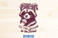 Tis the Season to be Feral SVG, Funny Raccoon Christmas PNG Product Image 1
