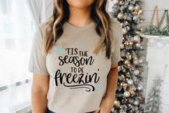 Holiday cut file for Cricut and Silhouette featuring humorous winter quote for shirts, mugs, or home decor.