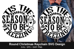 Round Christmas Keychain SVG Design - Wake me up when winter Product Image 2