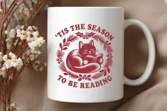 Tis the Season to Be Reading SVG PNG, Black Cat Christmas Product Image 3