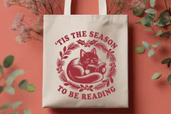 Tis the Season to Be Reading SVG PNG, Black Cat Christmas Product Image 2