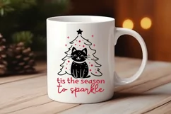 Tis The Season To Sparkle Christmas Cat SVG | Xmas Cut File Product Image 2