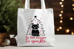 Tis The Season To Sparkle Christmas Cat SVG | Xmas Cut File Product Image 3