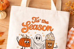 Fall Pumpkin Ghost Coffee Embroidery Design Tis The Season Product Image 5