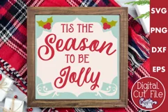 Retro Christmas Svg Sign, Tis The Season Holiday Cut File Product Image 1