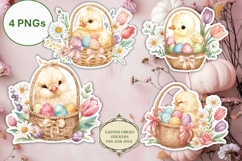 4 Easter Chicks Stickers Stickers PNGs Product Image 1