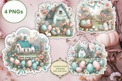 4 Easter Scenes Stickers Stickers PNGs Product Image 1
