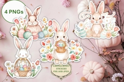 4 Easter Bunny Stickers Stickers PNGs Product Image 1
