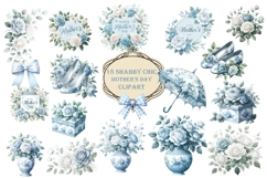 18 Shabby Chic Blue Mother's Day clipart PNGs Product Image 1