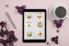 12 cute Bees Motivational Stickers PNG Product Image 2