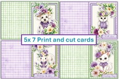 4 Purple Forest Printable Greetings Cards. Print and cut Product Image 2
