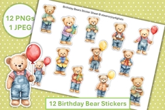 Birthday bear Stickers PNG and JPEG Product Image 1