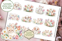 12 Shabby Chic Chuckleberry Farm Easter Pets Stickers PNGs Product Image 1