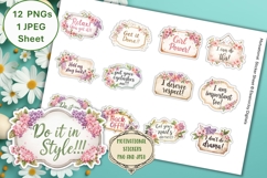 12 Shabby Chic Motivational Stickers PNGs and JPEG Product Image 1