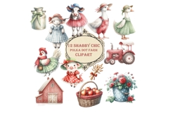 12 Shabby Chic Polka Dot Farm clipart PNGs Product Image 1