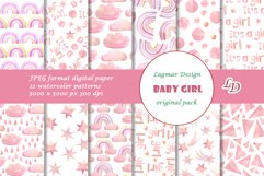 Girl digital paper, Pink baby shower seamless pattern files Product Image 1