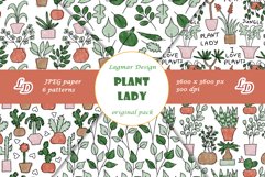 Houseplants digital paper Potted plants seamless pattern art Product Image 1