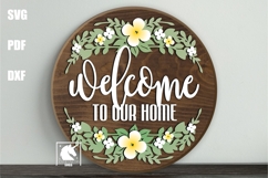 Welcome to Our Home Floral Door Hanger | Daisy Welcome Sign Product Image 1