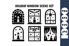 Holiday window scene with candle and festive decorations Product Image 1