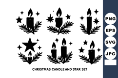 Christmas candle and star vector with pine branches Product Image 1
