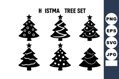 Christmas tree with six decorated pine silhouettes for Product Image 1