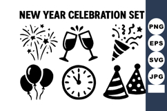 New Year celebration vector with fireworks balloons Product Image 1