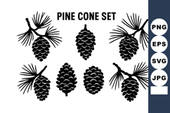 Pine cone black silhouette collection with needles Product Image 1