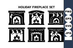Holiday fireplace vector icons with stockings and fire Product Image 1