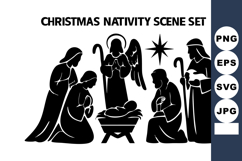 Christmas nativity scene featuring holy family and angel Product Image 1