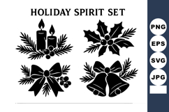 Holiday spirit with candles holly bow and bells festive Product Image 1