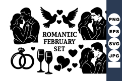 Romantic February couple love icons with engagement rings ch Product Image 1
