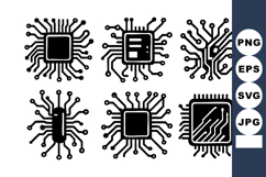 Microchip electronic circuit icons technology symbols ve Product Image 1