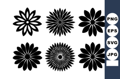 Black silhouette floral patterns with six different flow Product Image 1