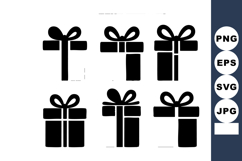 Gift box icons with ribbon bows simple black silhouette Product Image 1
