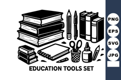 Education tools with books pencils scissors glue and not Product Image 1