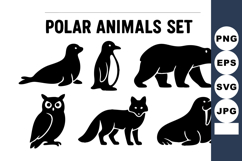Polar animals vector with seal penguin polar bear owl Product Image 1